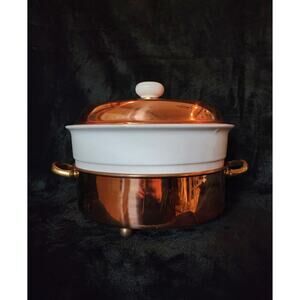 Copper Ceramic Chafing Dish Handled Footed